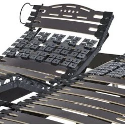 EBAC LITERIE Ensemble Relaxation Action + Matelas Latex Eolys - 5 Zones - 2x80x200 - Taupe - Gris/Taupe/Anthracite -Sommier Soldes 55896766 4