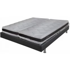 EBAC LITERIE Ensemble Relaxation Action + Matelas Latex Eolys - 5 Zones - 2x80x200 - Gris - Gris/Taupe/Anthracite