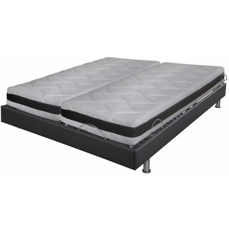 EBAC LITERIE Ensemble Relaxation Action + Matelas Latex Eolys - 5 Zones - 2x80x200 - Gris - Gris/Taupe/Anthracite 3 EBAC LITERIE Ensemble Relaxation Action + Matelas Latex Eolys - 5 Zones - 2x80x200 - Gris - Gris/Taupe/Anthracite