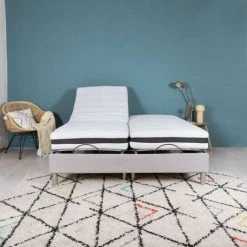 EBAC LITERIE Ensemble Relaxation Ixia + Matelas Latex Eolys - 5 Zones - 2x80x200 - Lin - Blanc/Ecru/Ivoire -Sommier Soldes 55896813 3