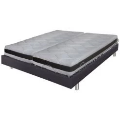 EBAC LITERIE Ensemble Relaxation Action + Matelas Latex Eolys - 5 Zones - 2x80x200 - Anthracite - Gris/Taupe/Anthracite