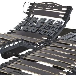 EBAC LITERIE Ensemble Relaxation Action + Matelas Latex Eolys - 5 Zones - 2x80x200 - Anthracite - Gris/Taupe/Anthracite -Sommier Soldes 55896822 4