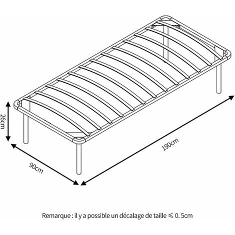 IZTOSS Sommier 90x190cm Avec 4 Pieds - Épaisseur 26CM - Sommiers à Lattes En Bois Pour Adulte Et Enfant - 13 Lattes - Livré En 2-5 Jours (90x190-4Pieds) 7 IZTOSS Sommier 90x190cm Avec 4 Pieds - Épaisseur 26CM - Sommiers à Lattes En Bois Pour Adulte Et Enfant - 13 Lattes - Livré En 2-5 Jours (90x190-4Pieds) – Image 5