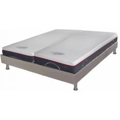 EBAC LITERIE Ensemble Relaxation Confort + Matelas Mémoire Forme Sand - 3 Zones - 2x90x200 - Taupe - Gris/Taupe/Anthracite