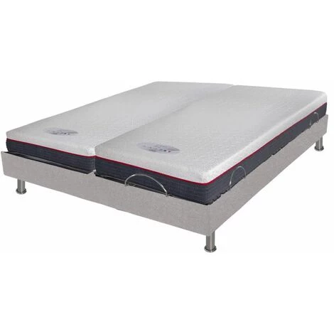 EBAC LITERIE Ensemble Relaxation Confort + Matelas Mémoire Forme Ocean - 3 Zones - 2x80x200 - Lin - Blanc/Ecru/Ivoire 3 EBAC LITERIE Ensemble Relaxation Confort + Matelas Mémoire Forme Ocean - 3 Zones - 2x80x200 - Lin - Blanc/Ecru/Ivoire
