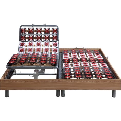 VENTE-UNIQUE.COM Sommier électrique De Relaxation 2x65 Plots Déco Bois Chêne Naturel De DREAMEA - 2 X 80 X 200 Cm - Moteurs OKIN - Naturel Clair 5 VENTE-UNIQUE.COM Sommier électrique De Relaxation 2x65 Plots Déco Bois Chêne Naturel De DREAMEA - 2 X 80 X 200 Cm - Moteurs OKIN - Naturel Clair – Image 3