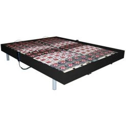 VENTE-UNIQUE.COM Sommier électrique De Relaxation 2x65 Plots Déco Bois Noir De DREAMEA - 2 X 80 X 200 Cm - Moteurs OKIN - Noir -Sommier Soldes 57216951 5