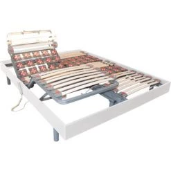 VENTE-UNIQUE.COM Sommier électrique De Relaxation Lattes Et 2x25 Plots Déco Bois Blanc De DREAMEA - 2 X 80 X 200 Cm - Moteurs OKIN - Blanc 7 VENTE-UNIQUE.COM Sommier électrique De Relaxation Lattes Et 2x25 Plots Déco Bois Blanc De DREAMEA - 2 X 80 X 200 Cm - Moteurs OKIN - Blanc -Sommier Soldes 57216970 2