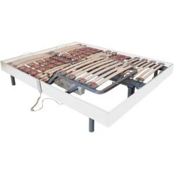 VENTE-UNIQUE.COM Sommier électrique De Relaxation Lattes Et 2x25 Plots Déco Bois Blanc De DREAMEA - 2 X 80 X 200 Cm - Moteurs OKIN - Blanc 8 VENTE-UNIQUE.COM Sommier électrique De Relaxation Lattes Et 2x25 Plots Déco Bois Blanc De DREAMEA - 2 X 80 X 200 Cm - Moteurs OKIN - Blanc -Sommier Soldes 57216970 3