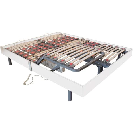 VENTE-UNIQUE.COM Sommier électrique De Relaxation Lattes Et 2x25 Plots Déco Bois Blanc De DREAMEA - 2 X 80 X 200 Cm - Moteurs OKIN - Blanc 5 VENTE-UNIQUE.COM Sommier électrique De Relaxation Lattes Et 2x25 Plots Déco Bois Blanc De DREAMEA - 2 X 80 X 200 Cm - Moteurs OKIN - Blanc – Image 3