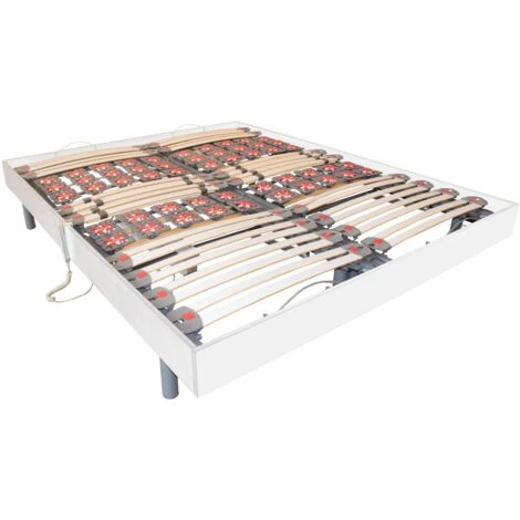 VENTE-UNIQUE.COM Sommier électrique De Relaxation Lattes Et 2x25 Plots Déco Bois Blanc De DREAMEA - 2 X 80 X 200 Cm - Moteurs OKIN - Blanc 6 VENTE-UNIQUE.COM Sommier électrique De Relaxation Lattes Et 2x25 Plots Déco Bois Blanc De DREAMEA - 2 X 80 X 200 Cm - Moteurs OKIN - Blanc – Image 4