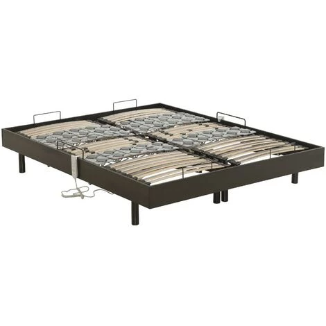 VENTE-UNIQUE.COM Sommier électrique De Relaxation Lattes Et 2x25 Plots 5 Zones HECATE De DREAMEA - Noir - 2 X 80 X 200 Cm - Moteurs OKIN 4 VENTE-UNIQUE.COM Sommier électrique De Relaxation Lattes Et 2x25 Plots 5 Zones HECATE De DREAMEA - Noir - 2 X 80 X 200 Cm - Moteurs OKIN – Image 2