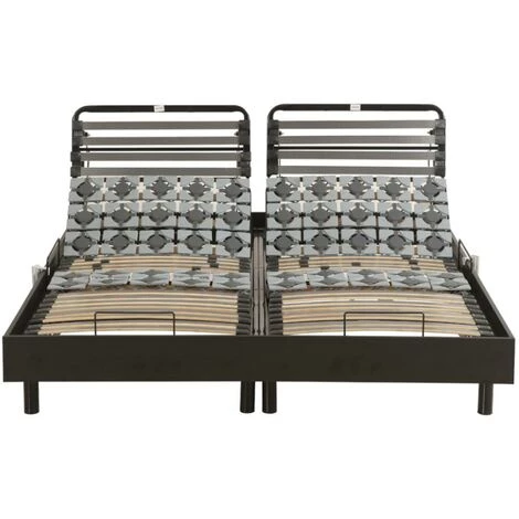 VENTE-UNIQUE.COM Sommier électrique De Relaxation Lattes Et 2x25 Plots 5 Zones HECATE De DREAMEA - Noir - 2 X 80 X 200 Cm - Moteurs OKIN 5 VENTE-UNIQUE.COM Sommier électrique De Relaxation Lattes Et 2x25 Plots 5 Zones HECATE De DREAMEA - Noir - 2 X 80 X 200 Cm - Moteurs OKIN – Image 3