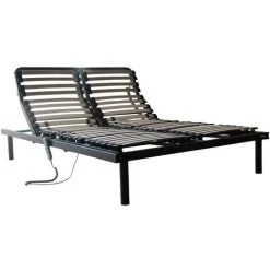 VENTE-UNIQUE.COM Sommier électrique De Relaxation 5 Plans De Couchage - 140x200 Cm - Moteur OKIN - Noir