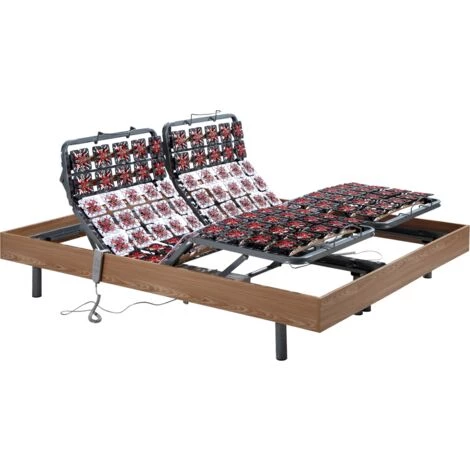 VENTE-UNIQUE.COM Sommier électrique De Relaxation 2x91 Plots Déco Bois Chêne Naturel De DREAMEA - 2 X 100 X 200 Cm - Moteurs OKIN - Noir, Naturel Clair 3 VENTE-UNIQUE.COM Sommier électrique De Relaxation 2x91 Plots Déco Bois Chêne Naturel De DREAMEA - 2 X 100 X 200 Cm - Moteurs OKIN - Noir, Naturel Clair
