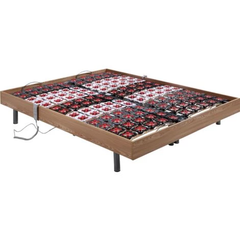VENTE-UNIQUE.COM Sommier électrique De Relaxation 2x91 Plots Déco Bois Chêne Naturel De DREAMEA - 2 X 100 X 200 Cm - Moteurs OKIN - Noir, Naturel Clair 4 VENTE-UNIQUE.COM Sommier électrique De Relaxation 2x91 Plots Déco Bois Chêne Naturel De DREAMEA - 2 X 100 X 200 Cm - Moteurs OKIN - Noir, Naturel Clair – Image 2