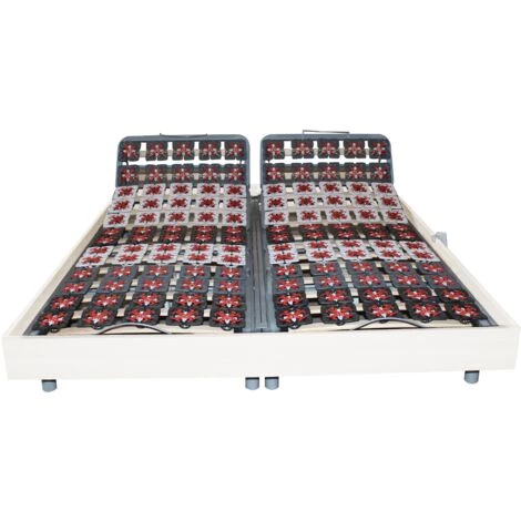 VENTE-UNIQUE.COM Sommier électrique De Relaxation 2x48 Plots Déco Bois Blanc De DREAMEA - 2 X 70 X 190 Cm - Moteurs OKIN - Blanc 6 VENTE-UNIQUE.COM Sommier électrique De Relaxation 2x48 Plots Déco Bois Blanc De DREAMEA - 2 X 70 X 190 Cm - Moteurs OKIN - Blanc – Image 4