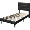 KINGOFDREAMS Lit Riley Pour Matelas 90x190 - Sommier + Tête De Lit Capitonnee Couleur NOIR + Pieds En 16 Cm Pour Matelas - 13 Lattes - Revetement PVC Simili Facile D'entretien - Montage Rapide Et Facile 1 KINGOFDREAMS Lit Riley Pour Matelas 90x190 - Sommier + Tête De Lit Capitonnee Couleur NOIR + Pieds En 16 Cm Pour Matelas - 13 Lattes - Revetement PVC Simili Facile D'entretien - Montage Rapide Et Facile -Sommier Soldes 58321583 1
