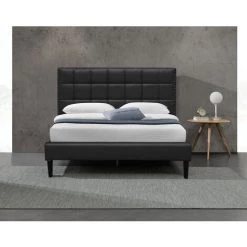 KINGOFDREAMS Lit Riley Pour Matelas 90x190 - Sommier + Tête De Lit Capitonnee Couleur NOIR + Pieds En 16 Cm Pour Matelas - 13 Lattes - Revetement PVC Simili Facile D'entretien - Montage Rapide Et Facile 6 KINGOFDREAMS Lit Riley Pour Matelas 90x190 - Sommier + Tête De Lit Capitonnee Couleur NOIR + Pieds En 16 Cm Pour Matelas - 13 Lattes - Revetement PVC Simili Facile D'entretien - Montage Rapide Et Facile -Sommier Soldes 58321583 2