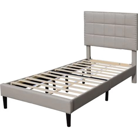 PROVENCE LITERIE Lit Riley Pour Matelas 90x190 - Sommier + Tête De Lit Capitonnee Couleur GRIS + Pieds En 16 Cm Pour Matelas - 13 Lattes - Revetement PVC Simili Facile D'entretien - Montage Rapide Et Facile 3 PROVENCE LITERIE Lit Riley Pour Matelas 90x190 - Sommier + Tête De Lit Capitonnee Couleur GRIS + Pieds En 16 Cm Pour Matelas - 13 Lattes - Revetement PVC Simili Facile D'entretien - Montage Rapide Et Facile