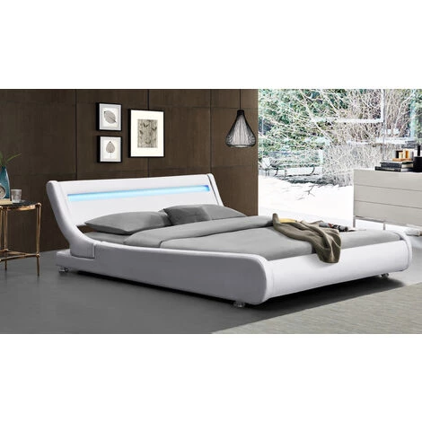 KINGOFDREAMS Lit Ava Pour Matelas 90x190 - Sommier + Tête De Lit Eclairage LED Incurve Couleur BLANC + Pieds En 5 Cm Pour Matelas - 13 Lattes - Revetement PVC Simili Facile D'entretien - Montage Rapide Et Facile 4 KINGOFDREAMS Lit Ava Pour Matelas 90x190 - Sommier + Tête De Lit Eclairage LED Incurve Couleur BLANC + Pieds En 5 Cm Pour Matelas - 13 Lattes - Revetement PVC Simili Facile D'entretien - Montage Rapide Et Facile â Image 2