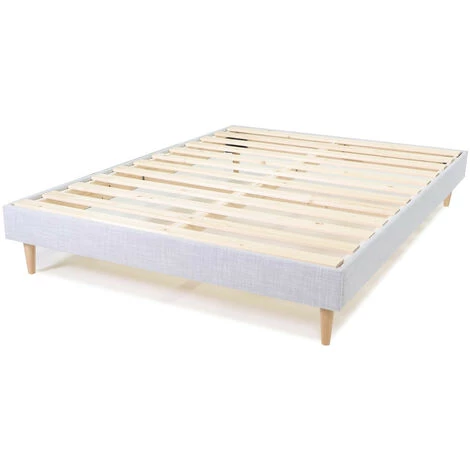 HOMIFAB Lit Adulte 180x200 Cm En Tissu Gris Clair Avec Sommier à Lattes - Dina - Gris Clair 4 HOMIFAB Lit Adulte 180x200 Cm En Tissu Gris Clair Avec Sommier à Lattes - Dina - Gris Clair – Image 2