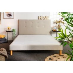 B042754 Tête De Lit 140x200 Cm Et Sommier En Bois Massif Fabriqué En France TERRY Cm - Sable