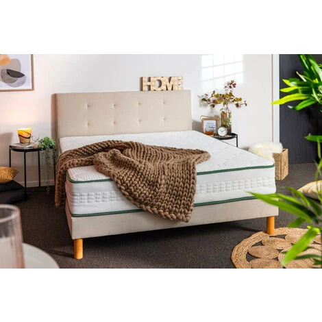 B042754 Tête De Lit 140x200 Cm Et Sommier En Bois Massif Fabriqué En France TERRY Cm - Sable 4 B042754 Tête De Lit 140x200 Cm Et Sommier En Bois Massif Fabriqué En France TERRY Cm - Sable – Image 2