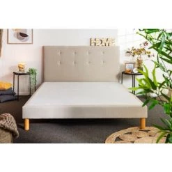 B042754 Tête De Lit 160x200 Cm Et Sommier En Bois Massif Fabriqué En France TERRY Cm - Sable