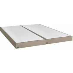 EBAC LITERIE Sommier Tapissier Primo - 2x80x200 - Taupe - 20 Lattes Bois - Hauteur 15 Cm - Taupe