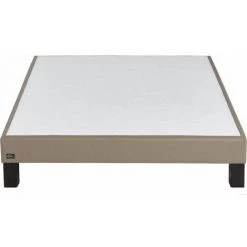 EBAC LITERIE Sommier Tapissier + Pieds Primo - 160x200 - Taupe - 10 Lattes Bois - Hauteur 15 Cm - Taupe -Sommier Soldes 58606103 2