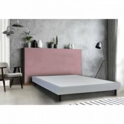 WEBED KITOLIT 140/190 Sommier Tapissier - Gris Chiné - 14 Lattes + 4 Pieds Noirs