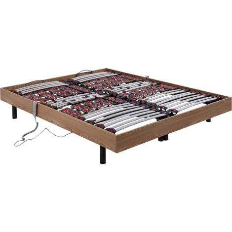 VENTE-UNIQUE.COM Sommier électrique De Relaxation Lattes Et 2x30 Plots Déco Bois Chêne Naturel De DREAMEA - 2 X 90 X 200 Cm - Moteurs OKIN - Naturel Clair 4 VENTE-UNIQUE.COM Sommier électrique De Relaxation Lattes Et 2x30 Plots Déco Bois Chêne Naturel De DREAMEA - 2 X 90 X 200 Cm - Moteurs OKIN - Naturel Clair – Image 2