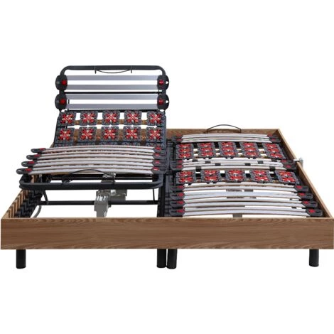 VENTE-UNIQUE.COM Sommier électrique De Relaxation Lattes Et 2x30 Plots Déco Bois Chêne Naturel De DREAMEA - 2 X 90 X 200 Cm - Moteurs OKIN - Naturel Clair 5 VENTE-UNIQUE.COM Sommier électrique De Relaxation Lattes Et 2x30 Plots Déco Bois Chêne Naturel De DREAMEA - 2 X 90 X 200 Cm - Moteurs OKIN - Naturel Clair – Image 3