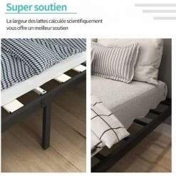IZTOSS Sommier 140x190cm Avec 7 Pieds - Sommiers à Lattes En Bois - 2x13 Lattes -Sommier Soldes 60033558 3