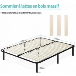 IZTOSS Sommier 140x190cm Avec 7 Pieds - Sommiers à Lattes En Bois - 2x13 Lattes -Sommier Soldes 60033558 4