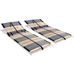 Topdeal Sommiers à Lattes 2 Pcs Avec 42 Lattes 7 Zones 80x200 Cm FF3051428_FR