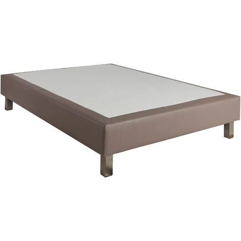 SOMEO Sommier Ressorts Ensachés Simili Cuir Cacao 2x80x200 - Taupe 4 SOMEO Sommier Ressorts Ensachés Simili Cuir Cacao 2x80x200 - Taupe – Image 2
