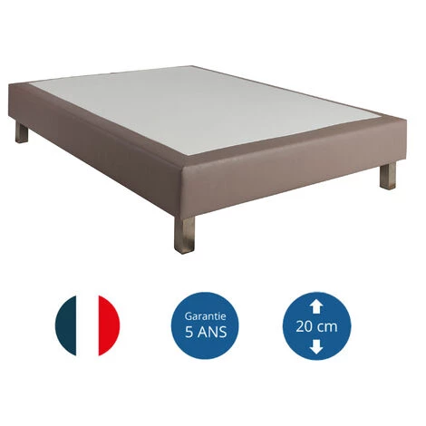 SOMEO Sommier Ressorts Ensachés Simili Cuir Cacao 2x80x200 - Taupe 5 SOMEO Sommier Ressorts Ensachés Simili Cuir Cacao 2x80x200 - Taupe – Image 3