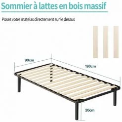 BOLLI Sommier 90x190cm - Cadre De Lit - Pour Adultes, Enfants Et Adolescents - Support De Matelas - Montage Facile (90x190-4Pieds) -Sommier Soldes 61345716 5