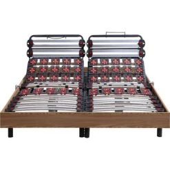 VENTE-UNIQUE.COM Sommier électrique De Relaxation Lattes Et 2x25 Plots Déco Bois Chêne Naturel De DREAMEA - 2 X 80 X 200 Cm - Moteurs OKIN - Naturel Clair -Sommier Soldes 61856625 4