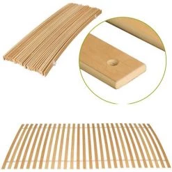 Randaco Sommier 90x200cm Max.150kg Grille à Enroulement Stable 28 Lattes Grilles à Enroulement Cadre à Lattes à Enroulement - Couleur Primaire