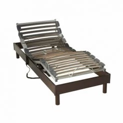 SOMEO Sommier électrique De Relaxation à Lattes En Bois Wengé 70x190 - Wengué