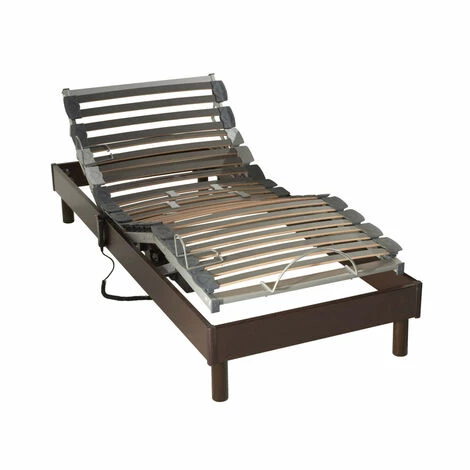 SOMEO Sommier électrique De Relaxation à Lattes En Bois Wengé 70x190 - Wengué 3 SOMEO Sommier électrique De Relaxation à Lattes En Bois Wengé 70x190 - Wengué