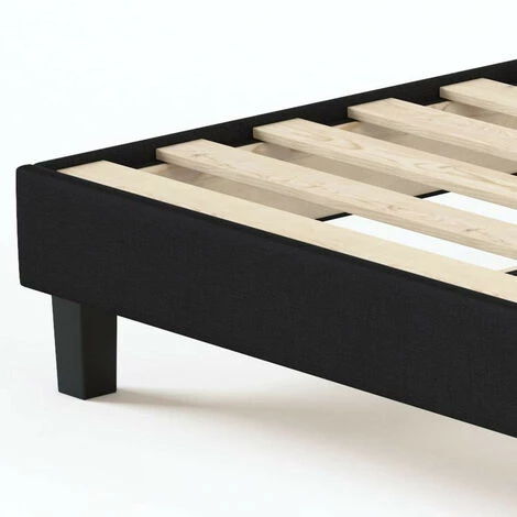 HOMIFAB Sommier à Lattes 160x200 Tissu Déco Noir - Collection Axel - Noir 6 HOMIFAB Sommier à Lattes 160x200 Tissu Déco Noir - Collection Axel - Noir – Image 4