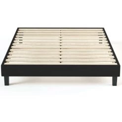 HOMIFAB Sommier à Lattes 90x190 Tissu Déco Noir - Collection Axel - Noir