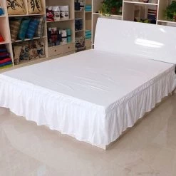 CARILLONSàVENT Cache Sommier Jupes Lit, Draps élastiques, Couvre-Lits, Hotel, Couvre-Lits Non Surface Clamshell, Protecteurs De Lit Ménagers, De Literie, Lit Jupes 1 (Color : White, Size : 190.5x137x41cm) Carivent
