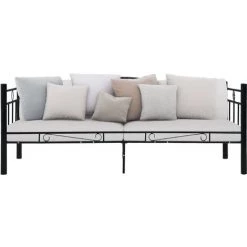 FUHUIDATRADING Cadre De Lit De Repos Noir Métal 90 X 200 Cm 8 FUHUIDATRADING Cadre De Lit De Repos Noir Métal 90 X 200 Cm -Sommier Soldes 64210898 2