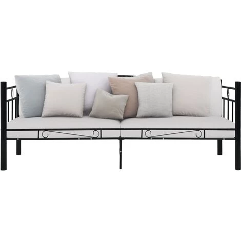 FUHUIDATRADING Cadre De Lit De Repos Noir Métal 90 X 200 Cm 4 FUHUIDATRADING Cadre De Lit De Repos Noir Métal 90 X 200 Cm – Image 2