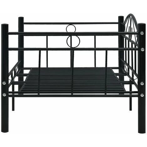 FUHUIDATRADING Cadre De Lit De Repos Noir Métal 90 X 200 Cm 7 FUHUIDATRADING Cadre De Lit De Repos Noir Métal 90 X 200 Cm – Image 5